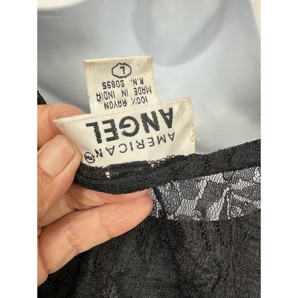 Vintage Black Lace Maxi Dress Women L Whimsigoth Victorian Witchy Gothic Vampire - Picture 4 of 12